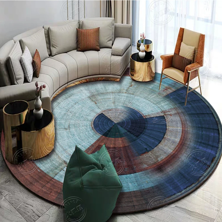 Art Watercolor Blue Green Abstract Metal Round Carpet Bedroom Rug Christmas Rug Floor Mats Abstract Art Carpets For Living Room