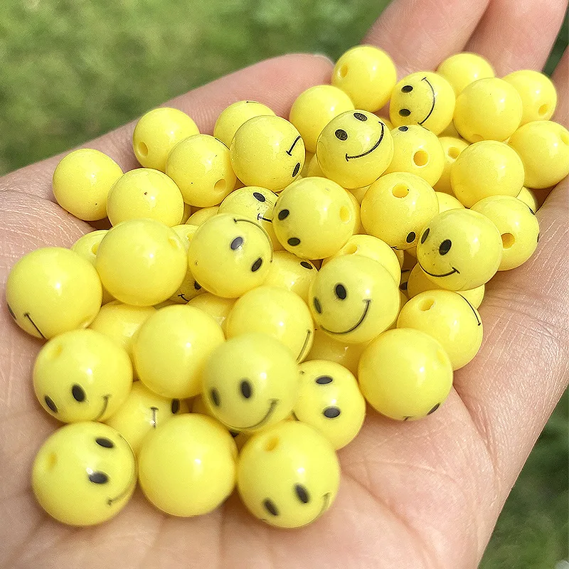 8-20mm Yellow Acrylic Smile Face Round Smiling Beads For Jewelry Making Handmade Diy Bracelet Necklace Earrings