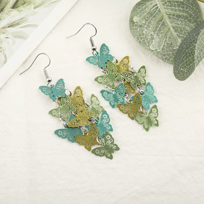 Nine Piece Butterfly Earrings Mix Color Bohemia Style Long Dangle Hook Earrings for Women Fashion