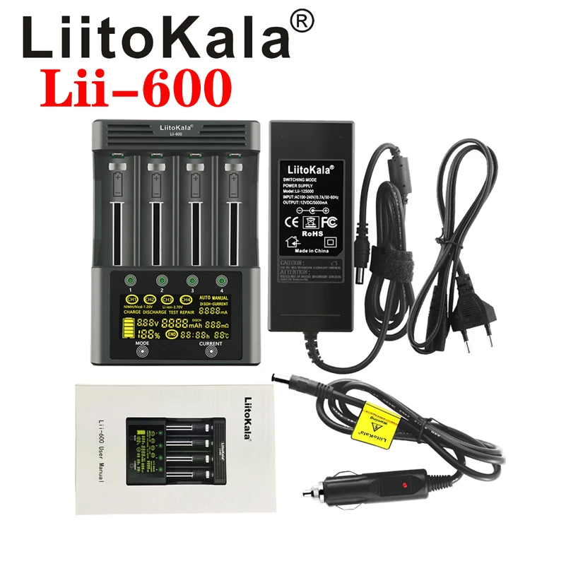 Liitokala lii-600 lii-500 lii-500S LCD 3.7V 1.2V 18650 26650 21700 Battery Charger,Test the battery capacity Touch control