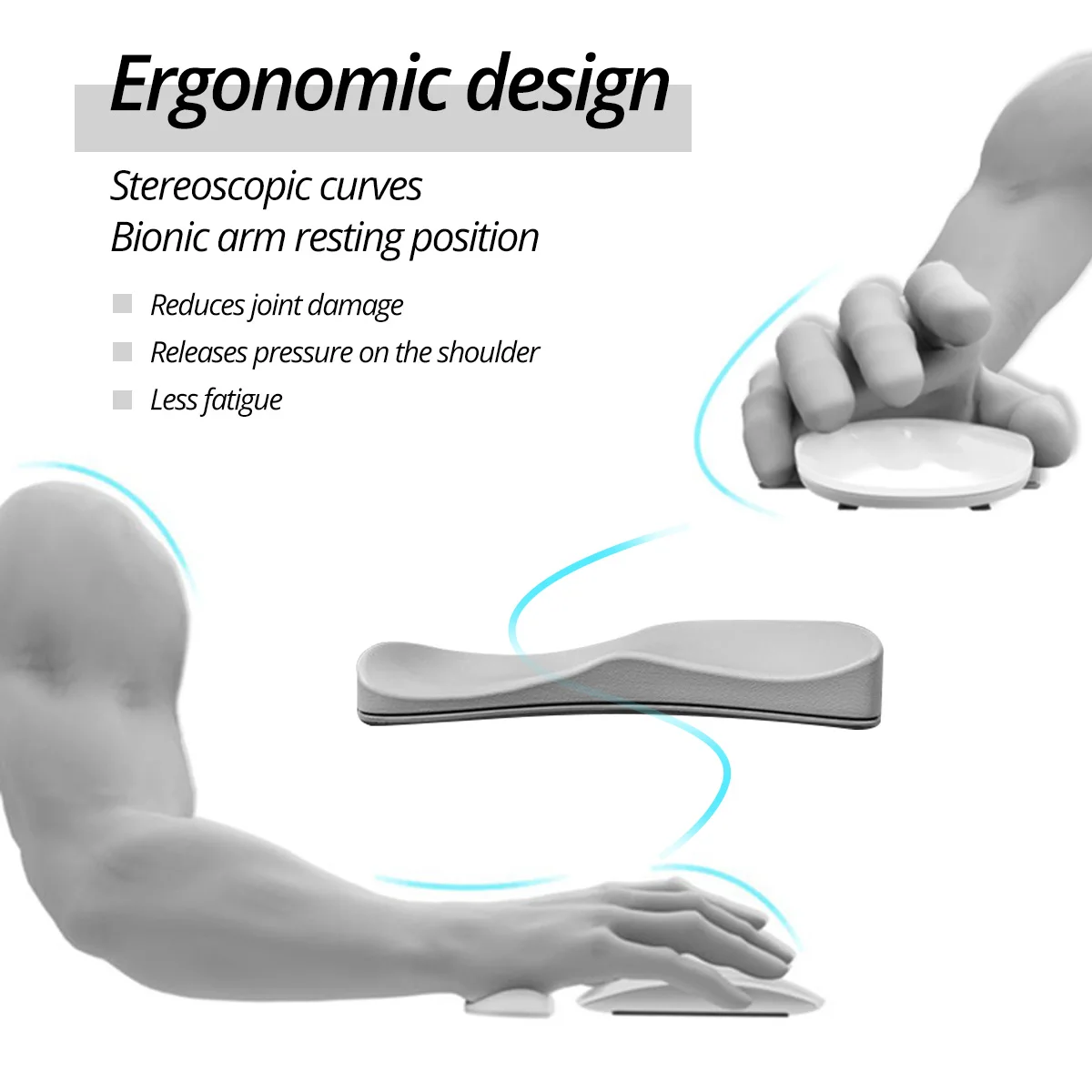 FONKEN Ergonomic  Wrist Rest Support Mouse Pads Silicon Gel Non-Slip Streamline Mat Gamer Wrist Protective Mousepad PC Accessory