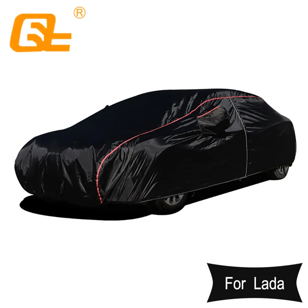 

210t Universal Full Car Covers Outdoor Prevent Snow Sun Rain Dust Frost Wind Black For Lada Kalina Vesta Largus Priora Niva