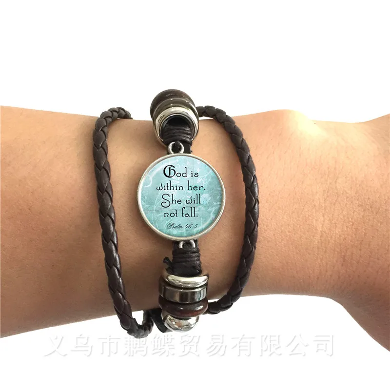 Personalized Scripture Jewelry Christian Quote Leather Bracelet Bible Faith Quote Jewelry Spiritual Bangle Psalm Gift