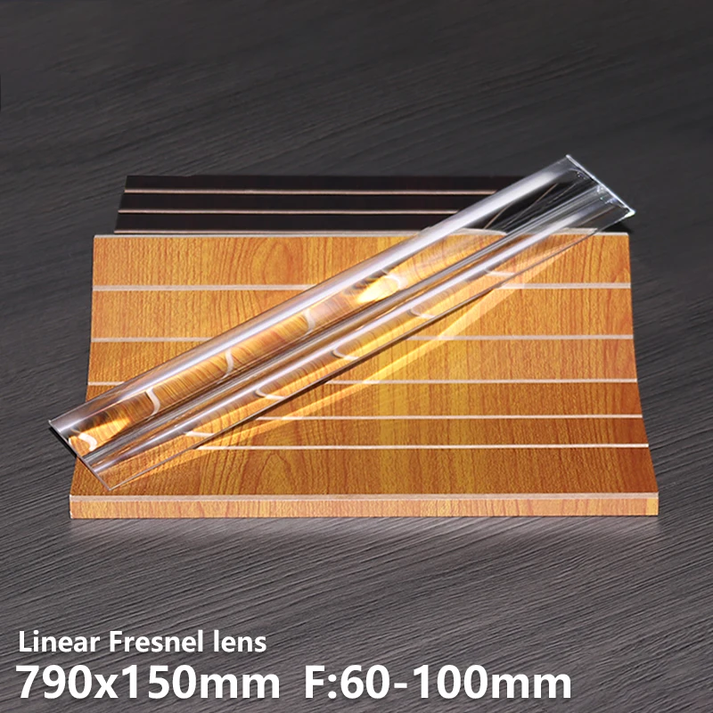 Linear Fresnel lens 790x150mm F60mm  5 focal lengths Linear focusing Striped spot Special lighting  Wall lamp Cylindrical lens