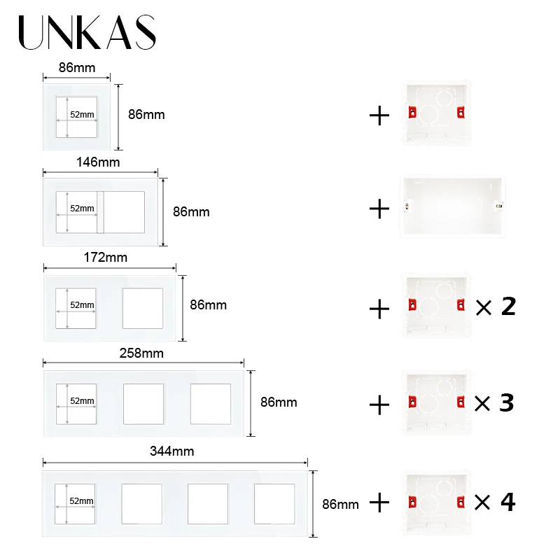 UNKAS B8 DIY Free Combination Dimmer Regulator Light Built-in Fan Controller Switch On/Off Speed Modulator Outlet