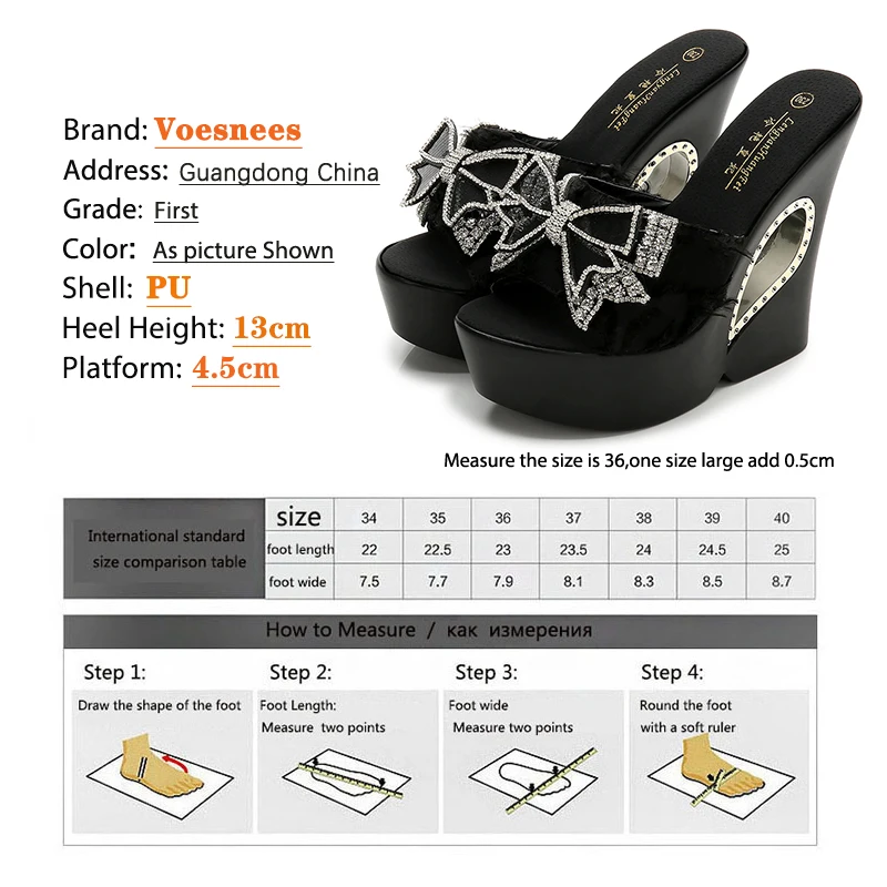 Voesnees Ladies Slippers Sexy Comfortable Wild Wedge Outdoor Sandals Summer Women\'s Shoes Thick Bottom Rhinestone Bow Slide