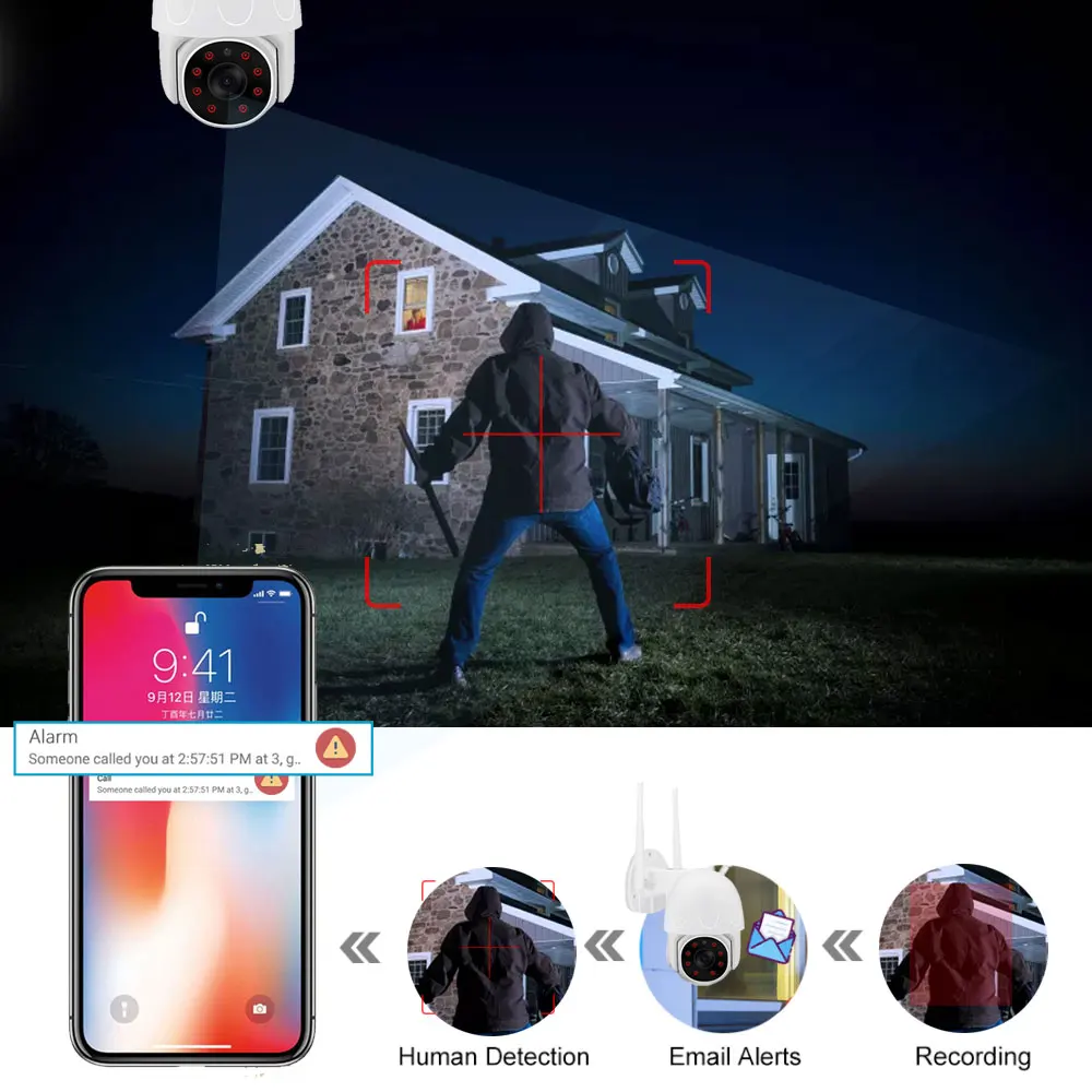 5MP Tuya Ptz Wifi Survalance Camera Smart House /Life/Tuya Smart App Contro Security Protection External CCTV Wireless SD Card