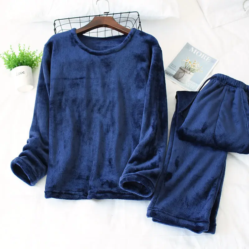 Men's Winter Thicken Flannel Pajamas Sets Male Long Sleeve Pajamas Plus Size Pijama Sleepwear Homewear Men Women Casual Pyjamas