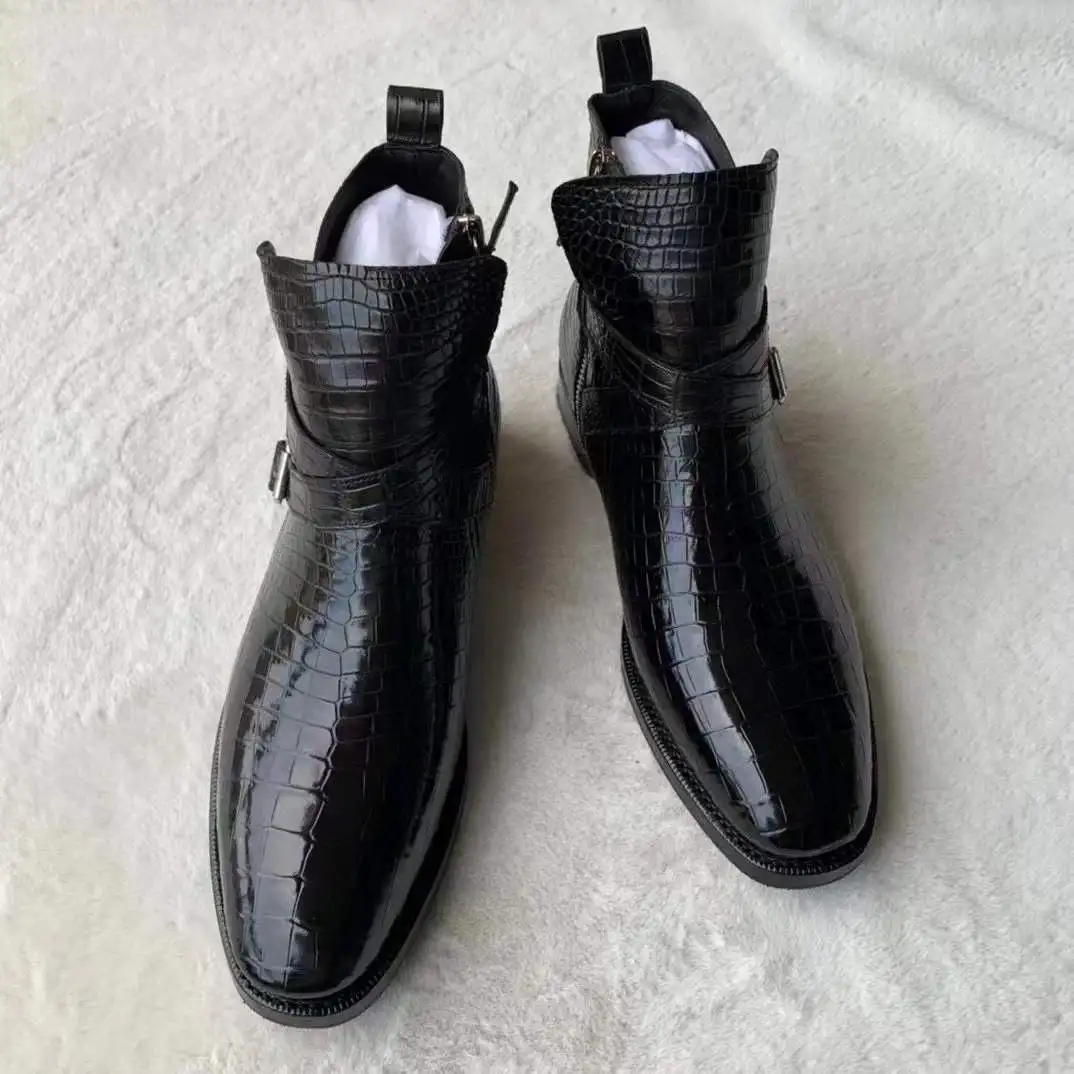 yingshang new men crocodile leather boots crocodile shoes men crocodile belly skin boots for male new arrival fashion