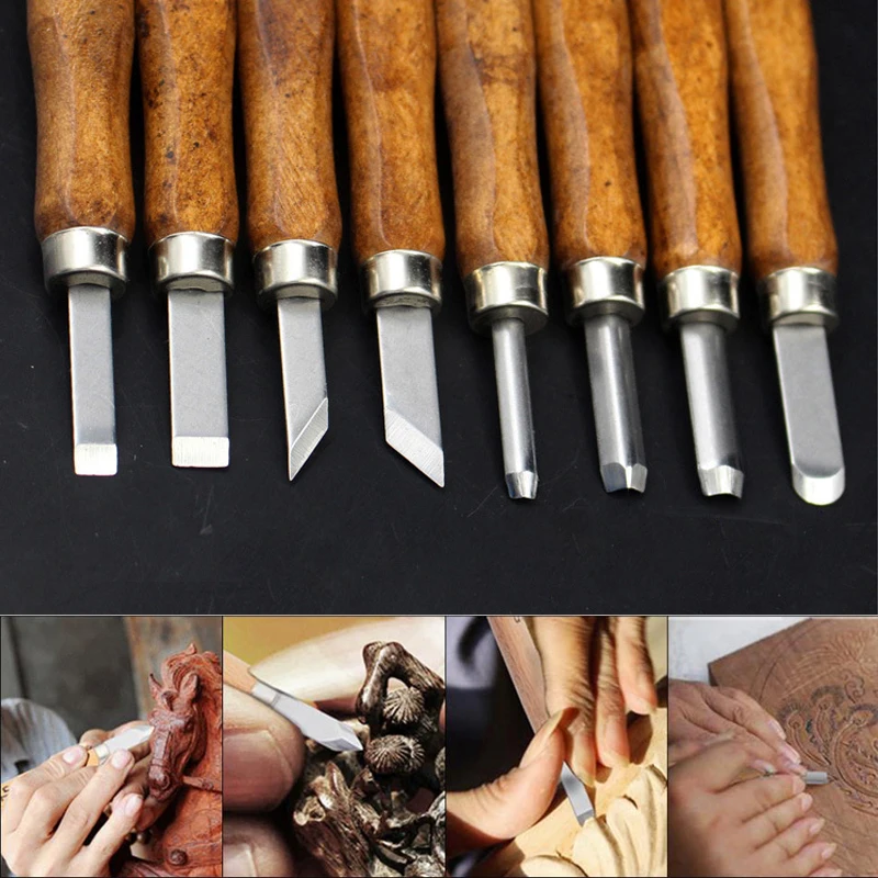 12 pz/set intaglio del legno scalpelli strumenti intaglio del legno per fai da te incisione del legno oliva intaglio coltello Set di strumenti coltello fatto a mano