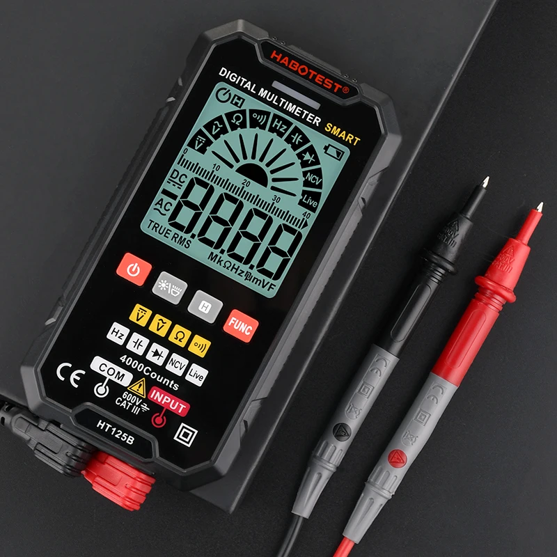 Transistor Tester Multimeter Digital Profesional Smart Auto Range Mini NCV Ohm Capacitance Hz 600V AC DC Tester HABOTEST HT125B