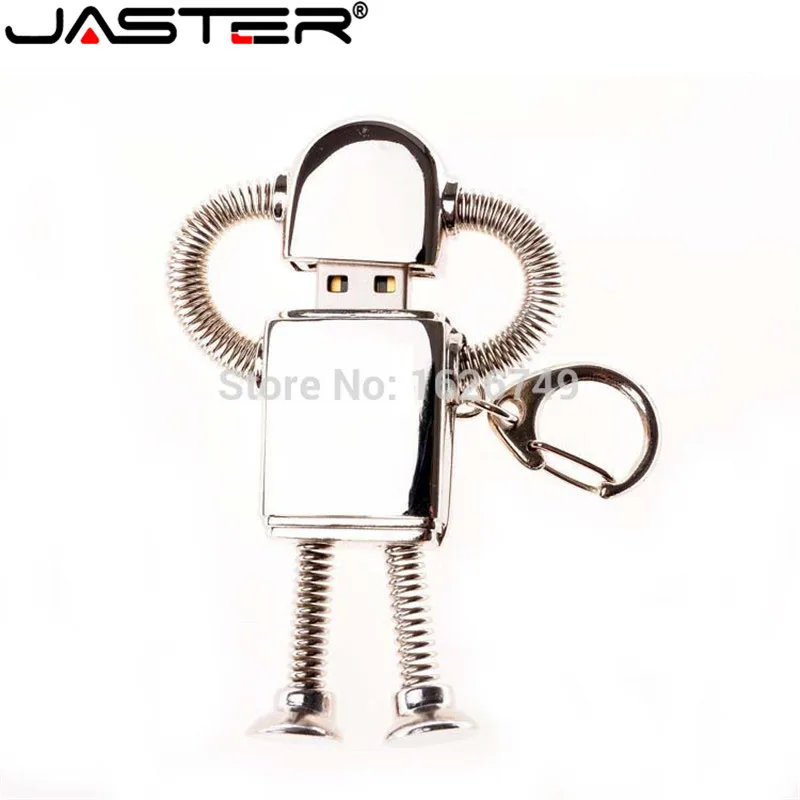 

JASTER real capacity Stainless cool Metal robot USB Flash Drive 16GB 32GB 64GB Mini Doraemon U Disk Pen drive Chain Newest