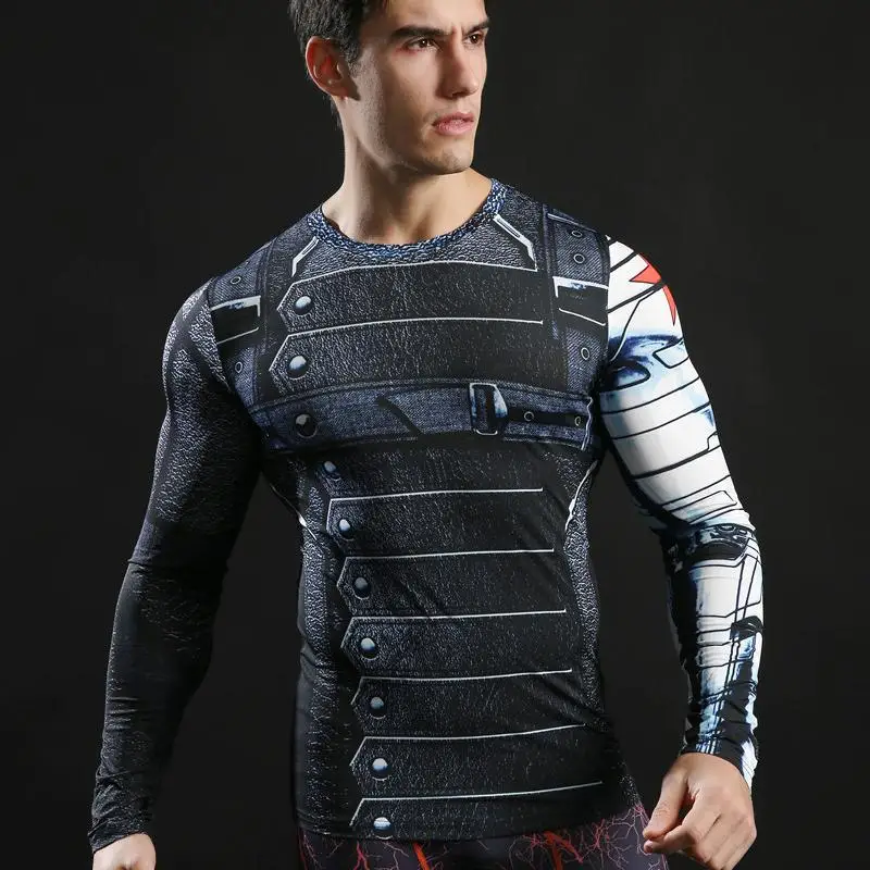 Winter Soldier Tshirts 3d Printed Long Sleeve Tops Men Compression Fitness Camiseta 2021 American Captain Tees 2017 ZOOTOP BEAR