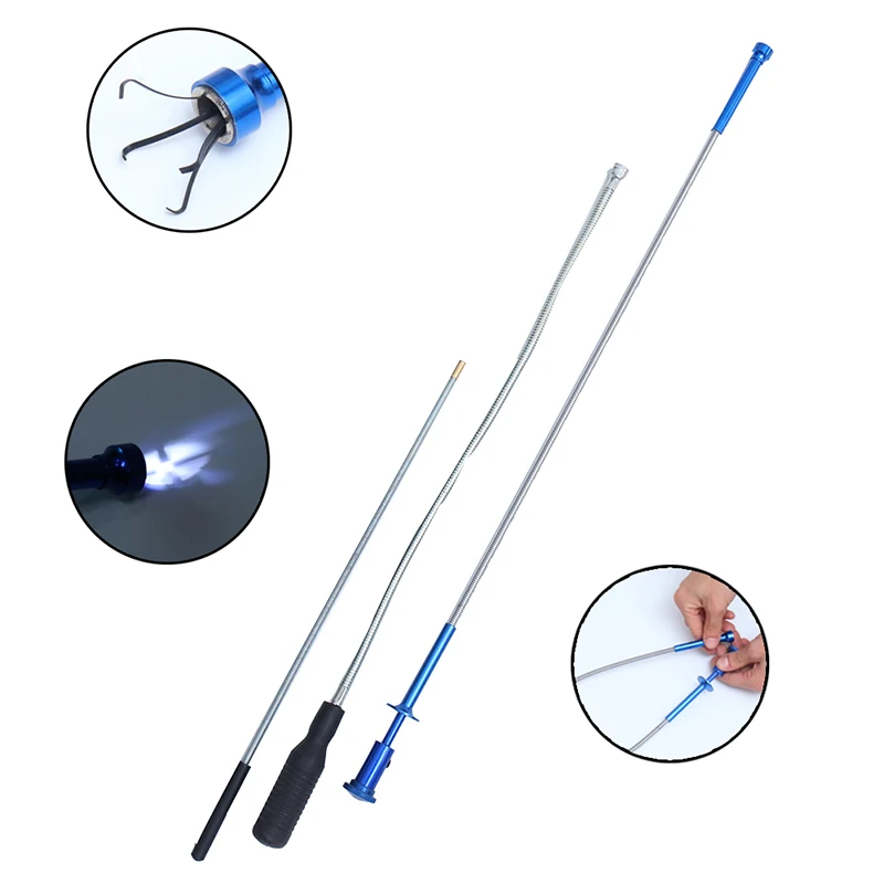 

Magnetic Claws Pick Up Tool Magnet Long Reach Spring Grip Grabber Flexible With LED light Hand Tools