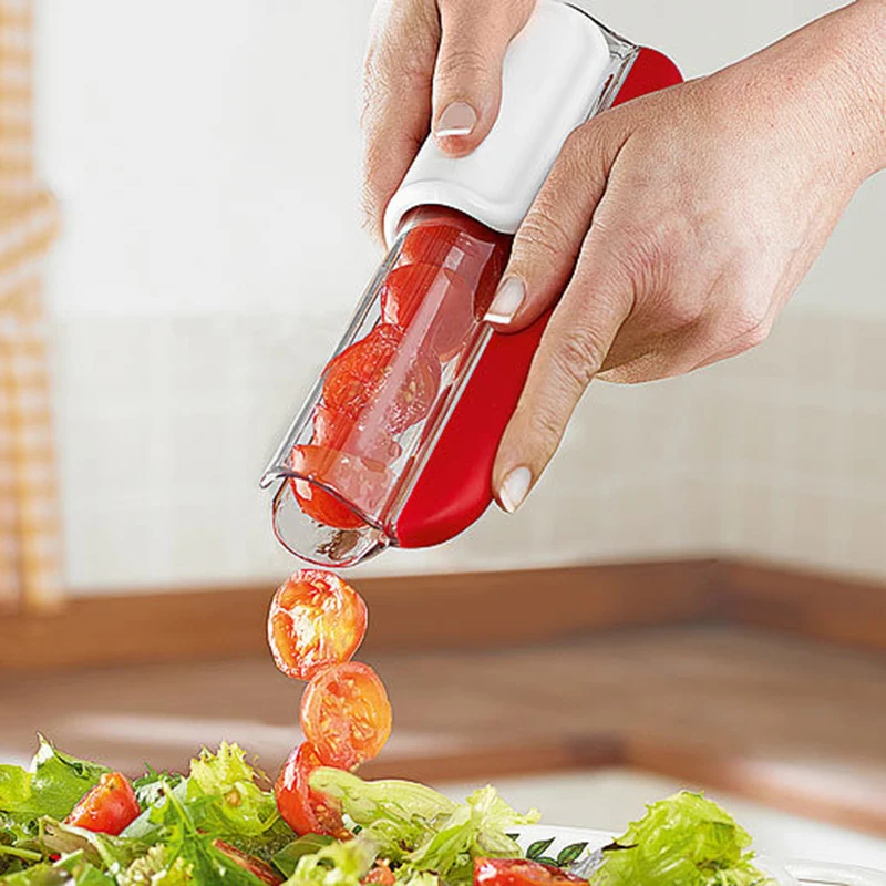 

Stainless Steel Easy Tomato Grape Cherry Slicer Fruit And Vegetable Salad Cutting Cutter Kitchen Tools Accessories