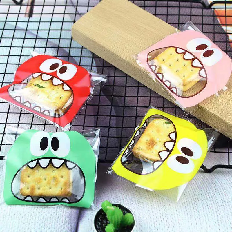 100Pc Food Package Bag Snack Storage Bag Children Cute Self-Adhesive Bag Baking Bag Biscuit Dried Fruit Candy Cake Gift Bag