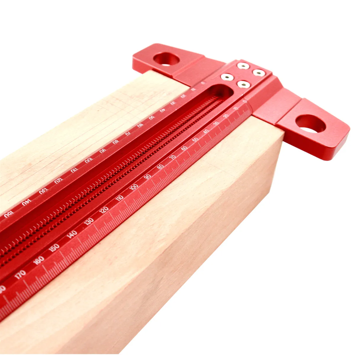Precision Marking T-Ruler Aluminum Alloy Woodworking Scribe Marking Gauge Deluxe Crossed-out Hole Scribing Ruler Measuring Tools
