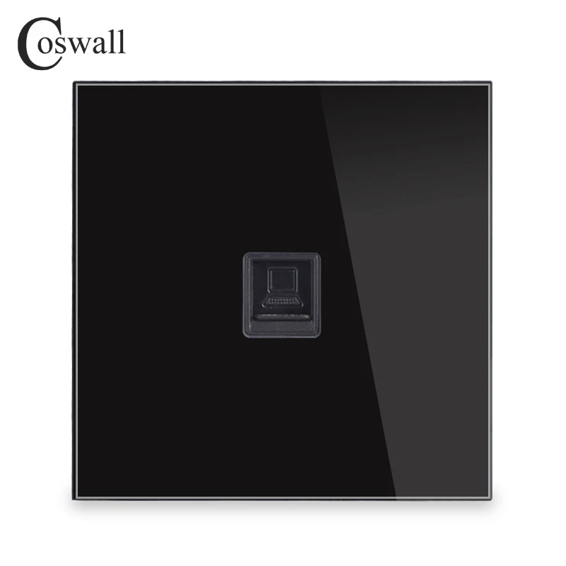 Coswall Crystal Tempered Full Glass Panel CAT5E 8-Core RJ45 Internet Jack Wall Data Socket Computer Outlet R11 Serie