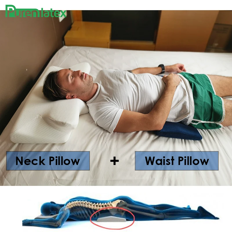 Purenlatex Contour Orthopedic Pillow Memory Foam Cervical 14cm Pillow Neck Pain Remedial Pillow for Side Back Stomach Sleepers