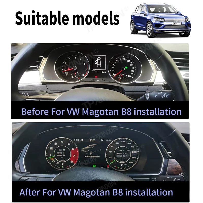 Android 9.0 Meter Screen For VW CC/Magotan Car Dashboard Instrument Display and Car Multimedia Player Car GPS Navigation Radio