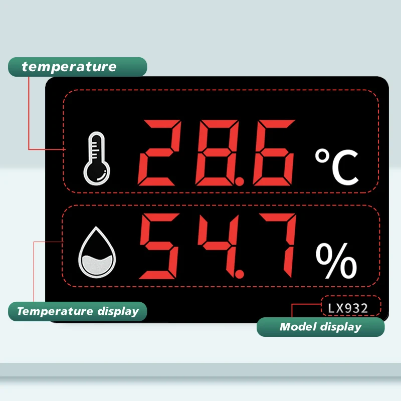 Electronic Thermometer Wall-Mounted Charger Hygrometer Wall Clock With Time Display And Probe