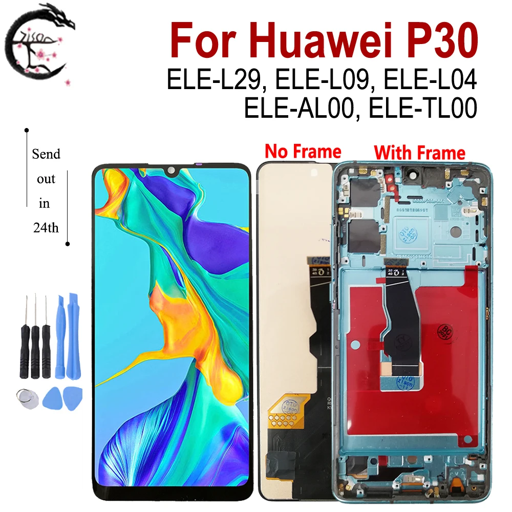 AMOLED ELE-L29 LCD With Frame For Huawei P30 Display ELE-L09 ELE-L04 LCD Screen Touch Digitizer Assembly Replacement P30 LCD