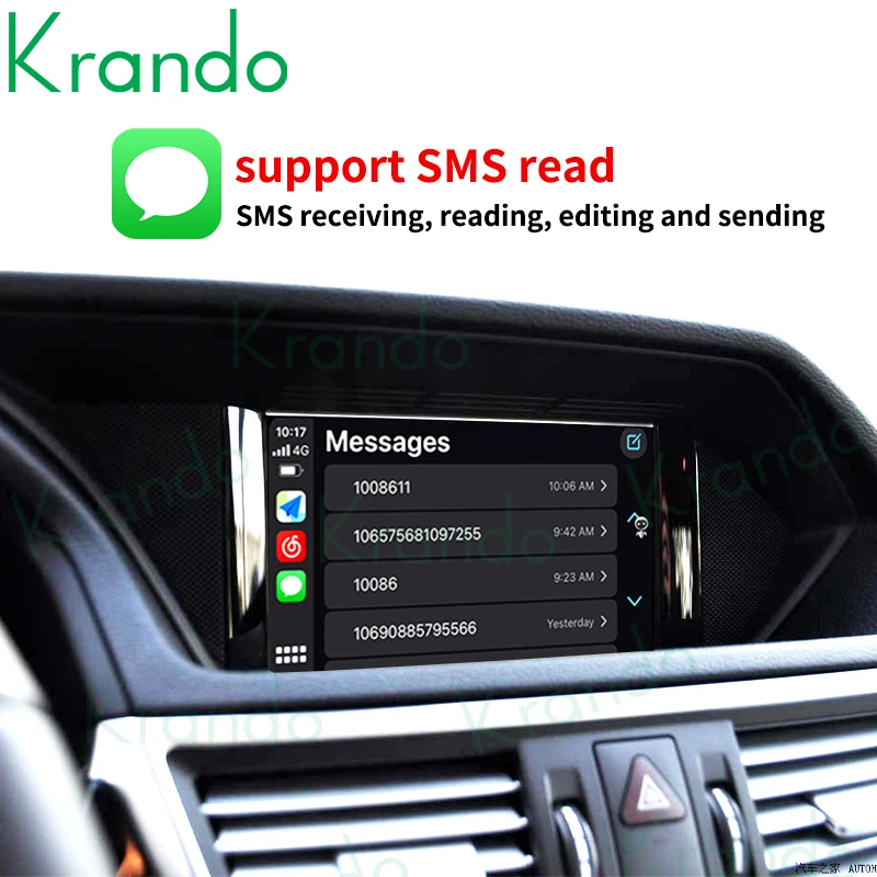 Krando Wireless CarPlay Interface Box For Mercedes Benz E W212 Coupe C207 NTG 4.0 4.5 5.0 2009-2016 BT Android Auto