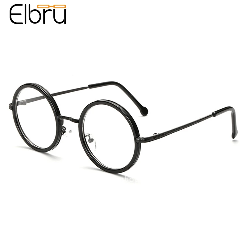 Elbru Retro Round Glasses Frame Women Clear Lens Myopia Eyeglasses Frames Men Transparent Optical Prescription Eye Glasses