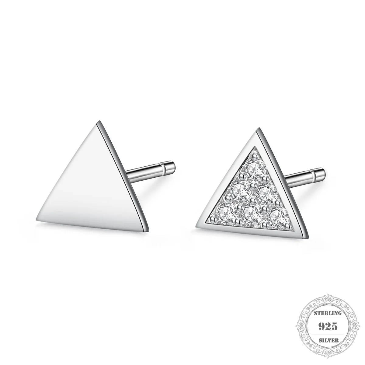 Triangle Gold CZ Pave Stud Earring,Thomas Style Fashion Good Trendy Jewerly For Women Girl,2020Ts Gift In 925 Sterling Silver