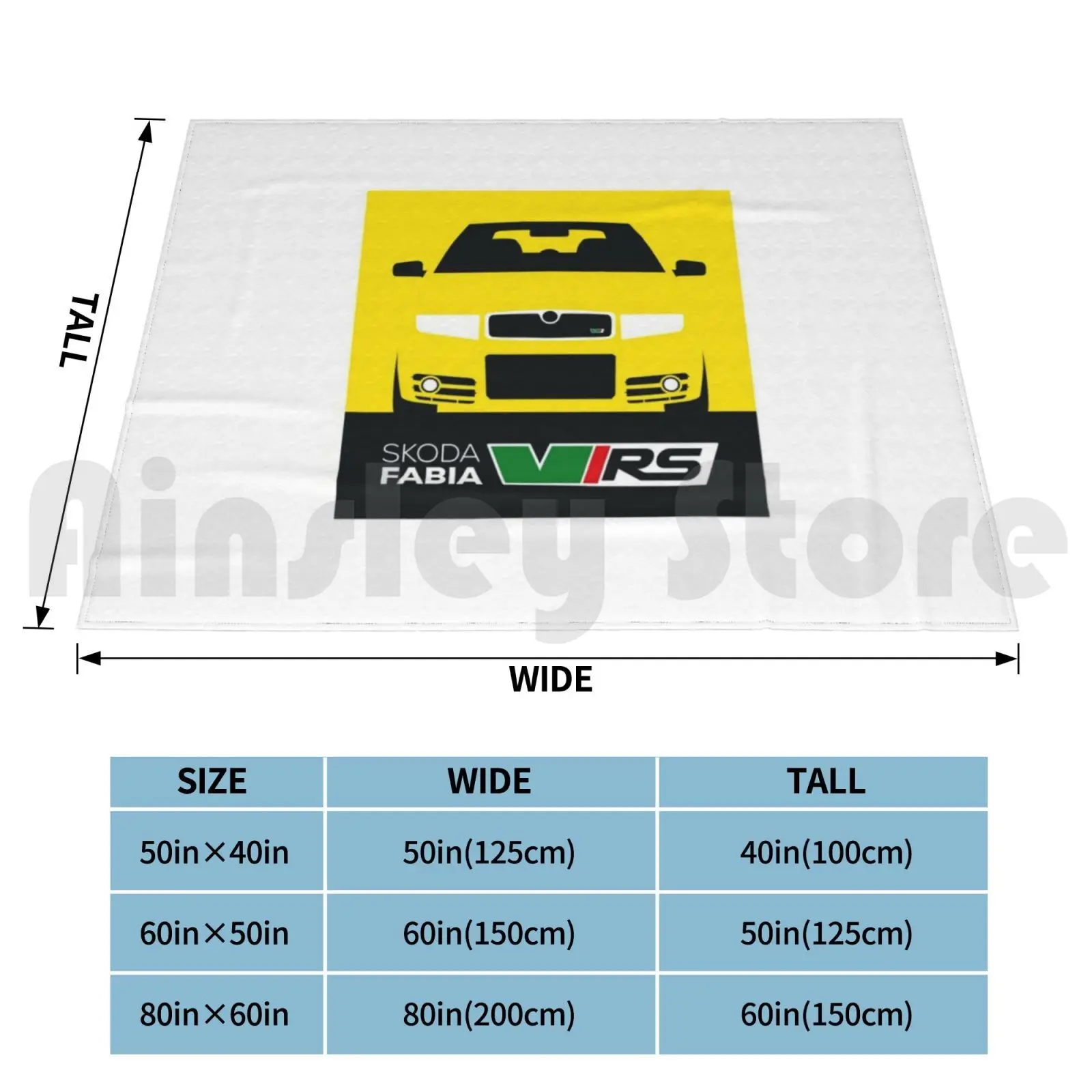 Skoda Fabia Vrs-Yellow-No Number Plate Blanket For Sofa Bed Travel Skoda Fabia Vrs Octavia Turbo Vim Mark1