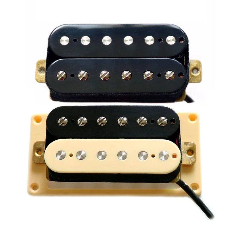 Donlis Alnico V High Output Guitar Humbucking Pickups In Black / Zebra Colors With 4 Conductor Output Wire And Flat Rings