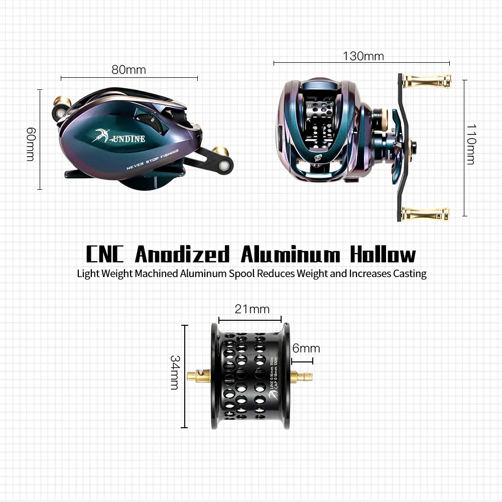 Carrete baitcasting DC100 BFS para agua salada – Lubina y trucha - imagen 4