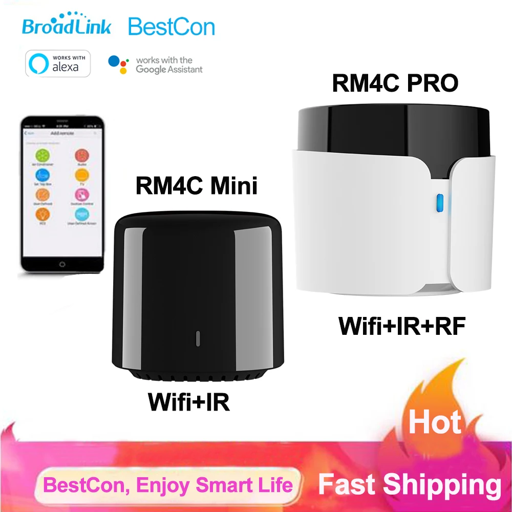 

Broadlink BestCon RM4C PRO RM4C Mini WIFI IR RF универсальный пульт дистанционного управления для умного дома работает с Alexa Google Home IFTTT