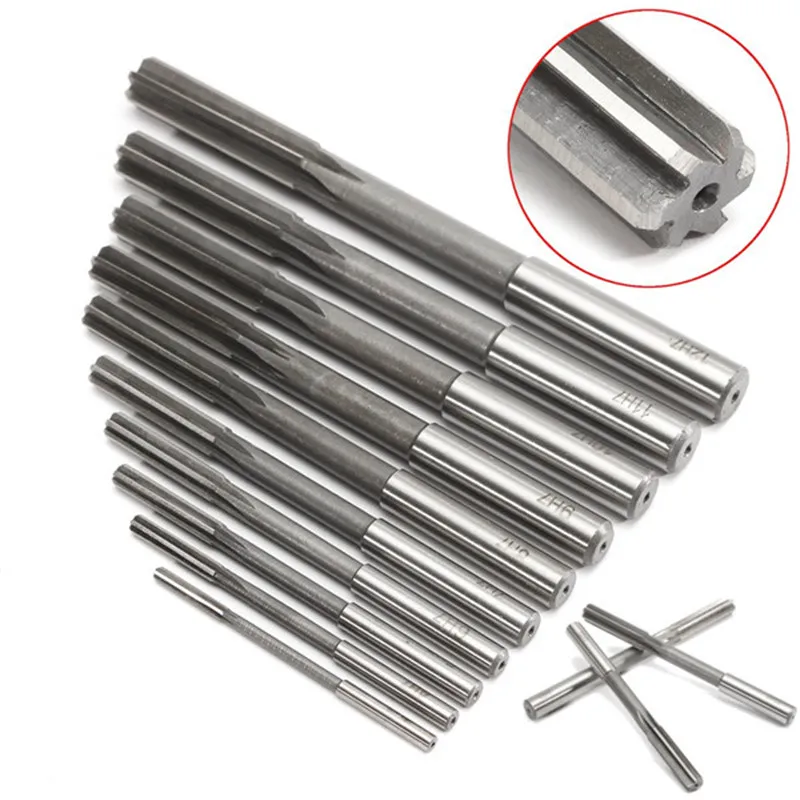 10pcs 3-12mm HSS Machine Reamer Set H7 Straight Shank Milling Chucking Reamer Machine Cutter New