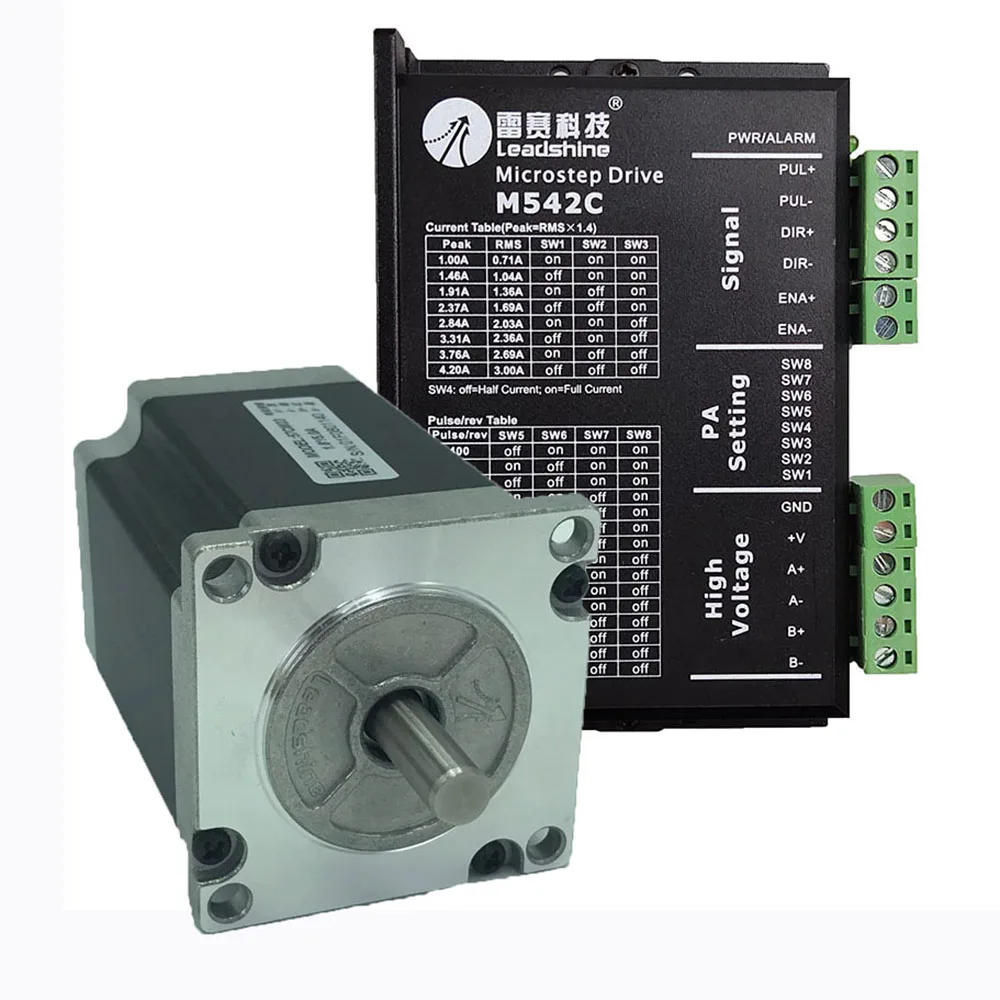 

Leadshine 2 Phase 57 Series NEMA23 Stepper Motor Kit 57HS21A + Driver M542C Input Voltage VDC20-50V Original Product