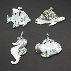 Natural Shell Pendant animal shape Mother of Pearl Splicing Abalone Shell charms For jewelry making DIY Necklace accessories