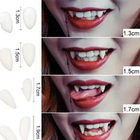 1 Pair Vampire Teeth Fangs Dentures Props Halloween Costume Props False Teeth Solid Glue Denture Adhesive Halloween Party Decor 3