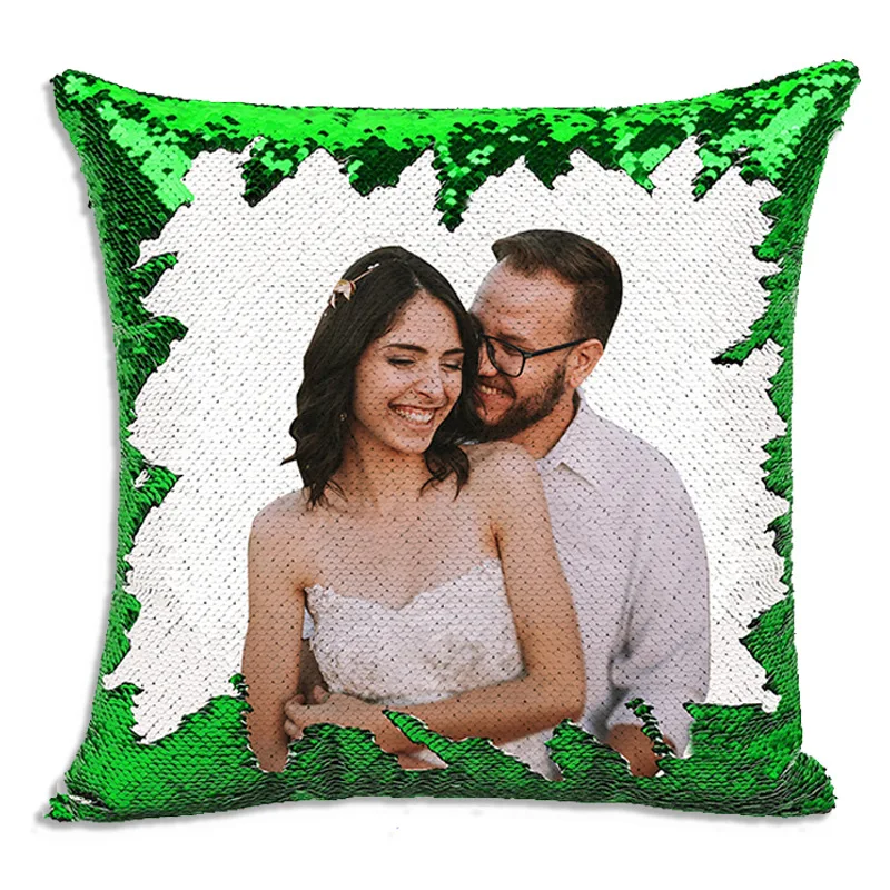 

DIY Magic Sequin pillowcase custom gifts back cushion photos single side printed cushion cover home car decorative pillowcase