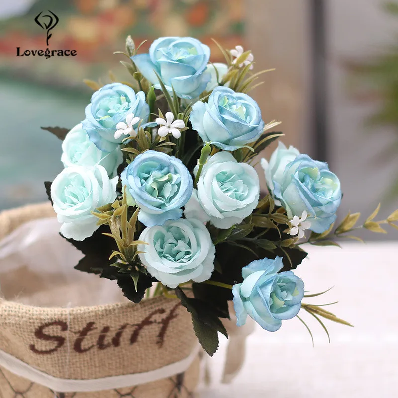 Europäischen Rose 12 Kopf Öl Malerei Bicolor Rose Seide Bouquet Pfingstrose Künstliche Blumen Braut Hochzeit Hause Dekoration Gefälschte Blumen