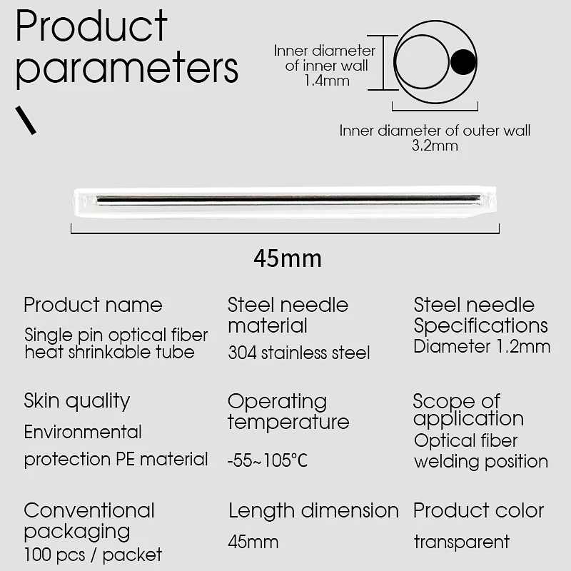 2000pcs 45mm/60mm Optical fiber heat shrinkable tube FTTH fiber splicing Protection Sleeves thin tube