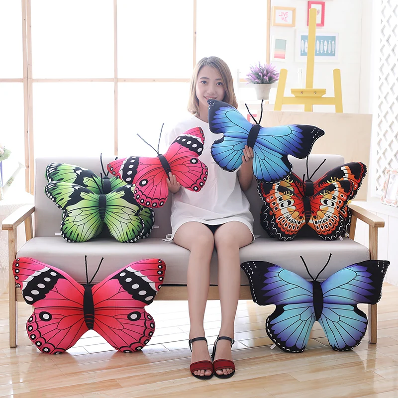 Simulation Soft Butterfly Plush Pillow Toy Stuffed Animals Butterfly Plush Kids Toys Cushion Home Decoration Girl Birthday Gifts