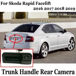 Car Rear View Camera For Skoda Rapid FL 2016 2017 2018 2019 2020 2021 Facelift Original Factory Trunk Handle Reverse camera
