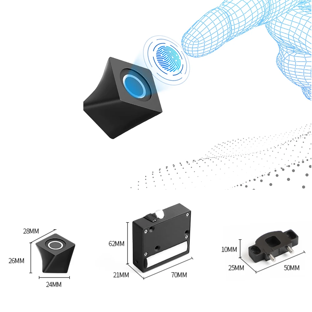 Smart LED Fingerprint Cabinet Lock Mini Electric Anti-Theft Door Locker For Drawer Wardrobe Cupboard Home Decoration