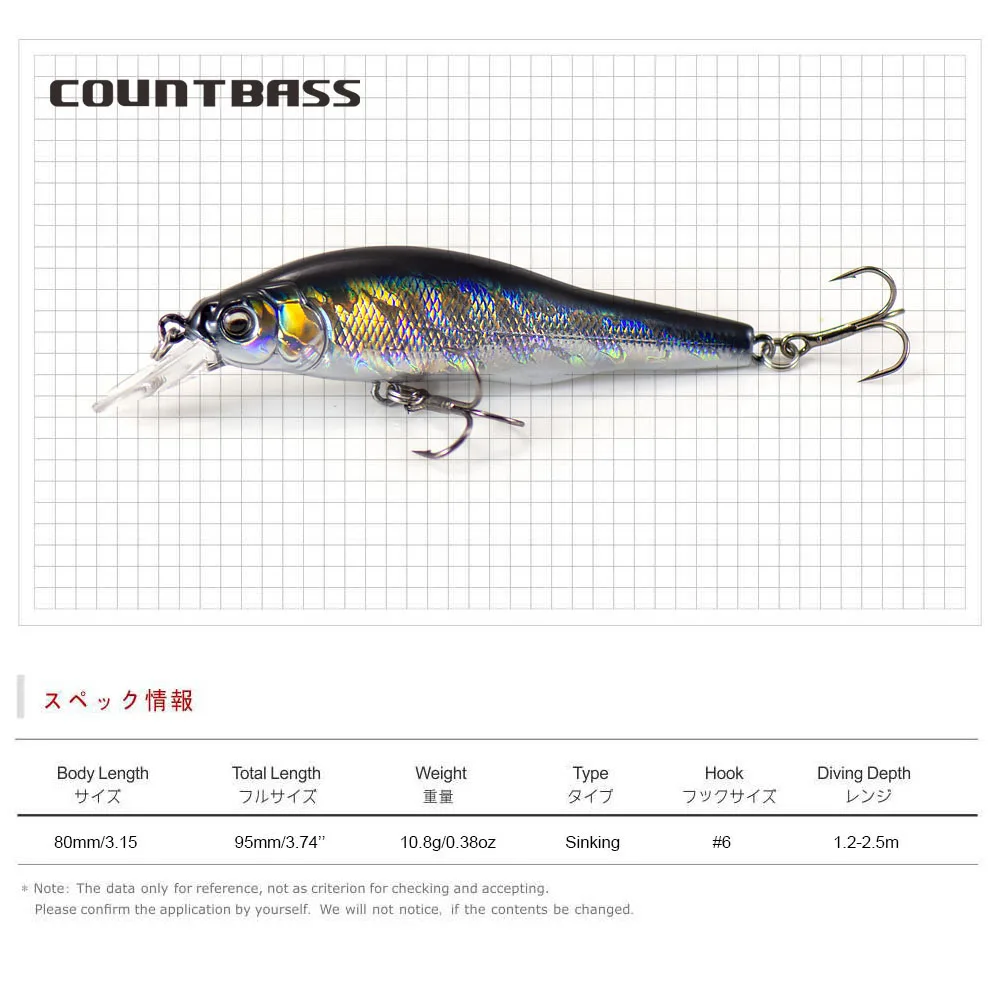COUNTBASS Afundando Minnow – Señuelo hundente para perca - imagen 5