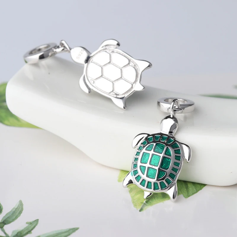 Sg 925 Sterling Silver Summer Sea Animal Cute Turtle Beads Charms Fit Original Europe Bracelets Jewelry Making Gifts for Women