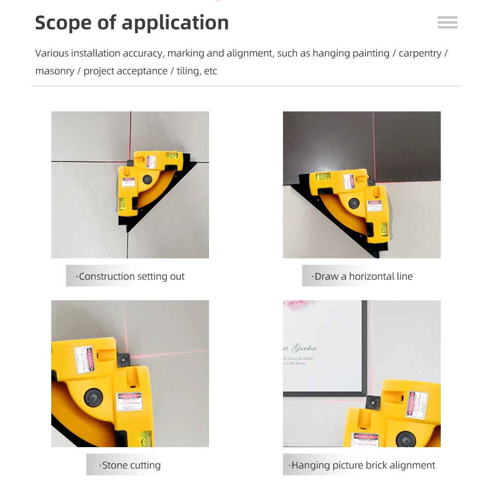 직각 90 도 사각 레이저 레벨 도구, 레이저 측정 도구, 레이저 레벨 하이 퀄리티, 수직 수평 와이어 라인