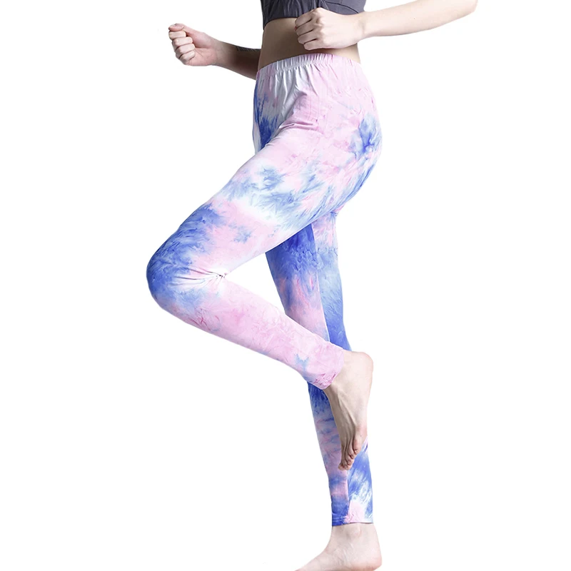 YSDNCHI Women Sexy Pants Sportswear Leggins Fashion Pink Blue Tie-dye Ink Push Up Workout Leggings High Waist Jeggings