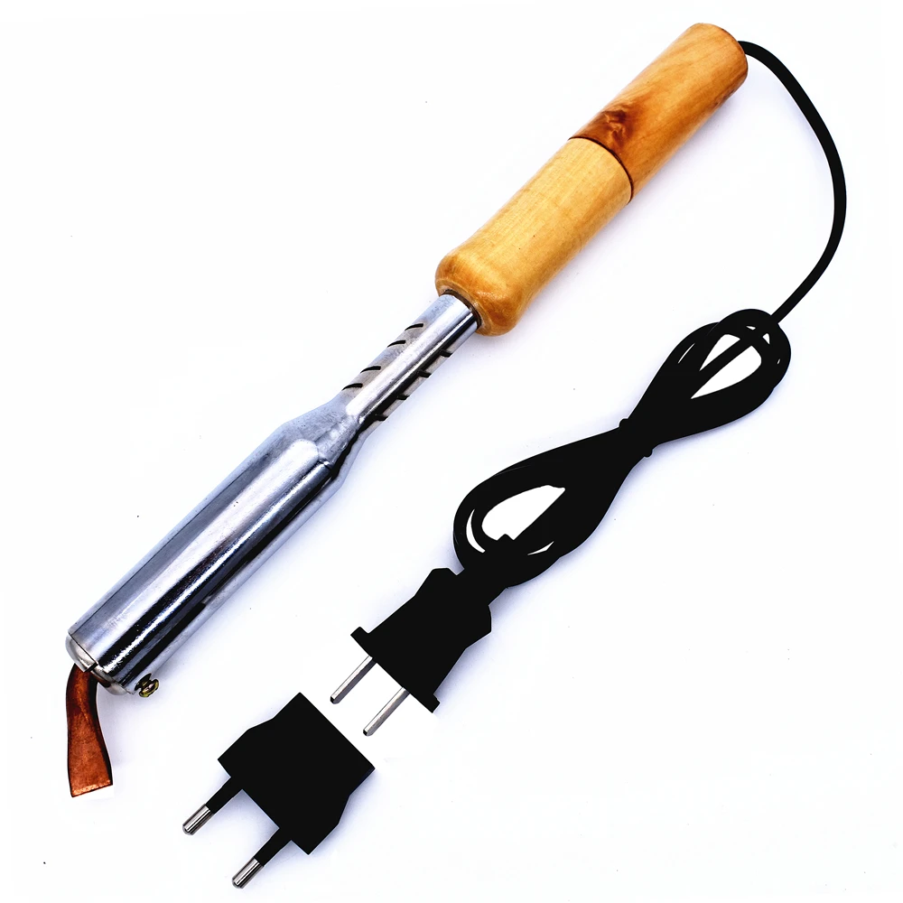 220V 100W Duty Electric Soldering Iron High Power External Heating Pure Copper Chisel Tip Wood Handle Repair Welding Tools