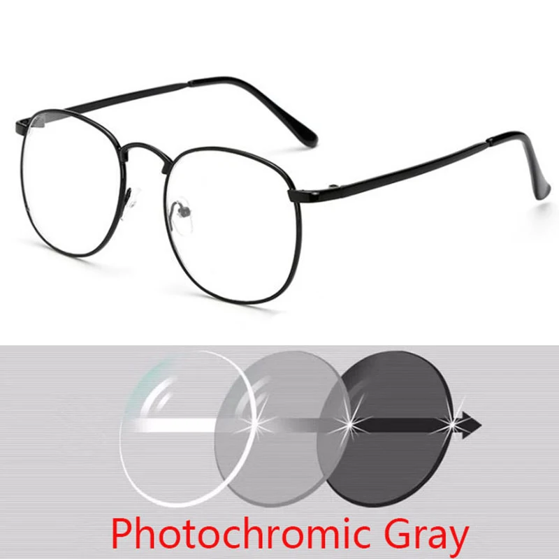 Diopter SPH 0 -0.5 -1 -1.5 -2 -2.5 -3 -3.5 -4 -4.5 Finished myopia glasses Oversize Metal Frame prescription glasses