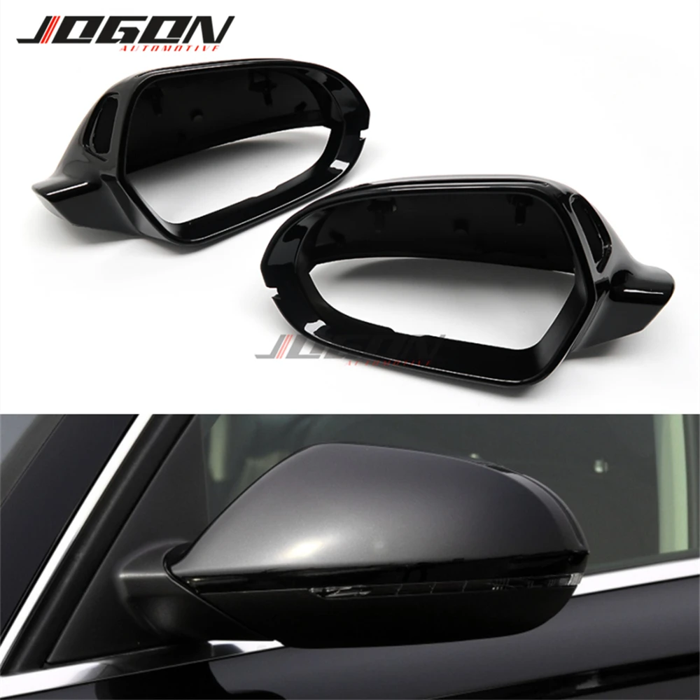 Gloss Black Side Wing Rear View Rearview Mirror Cover Case Caps For Audi A6 RS6 S6 C7 C7.5 4G 2011-2015 2016 2017 2018